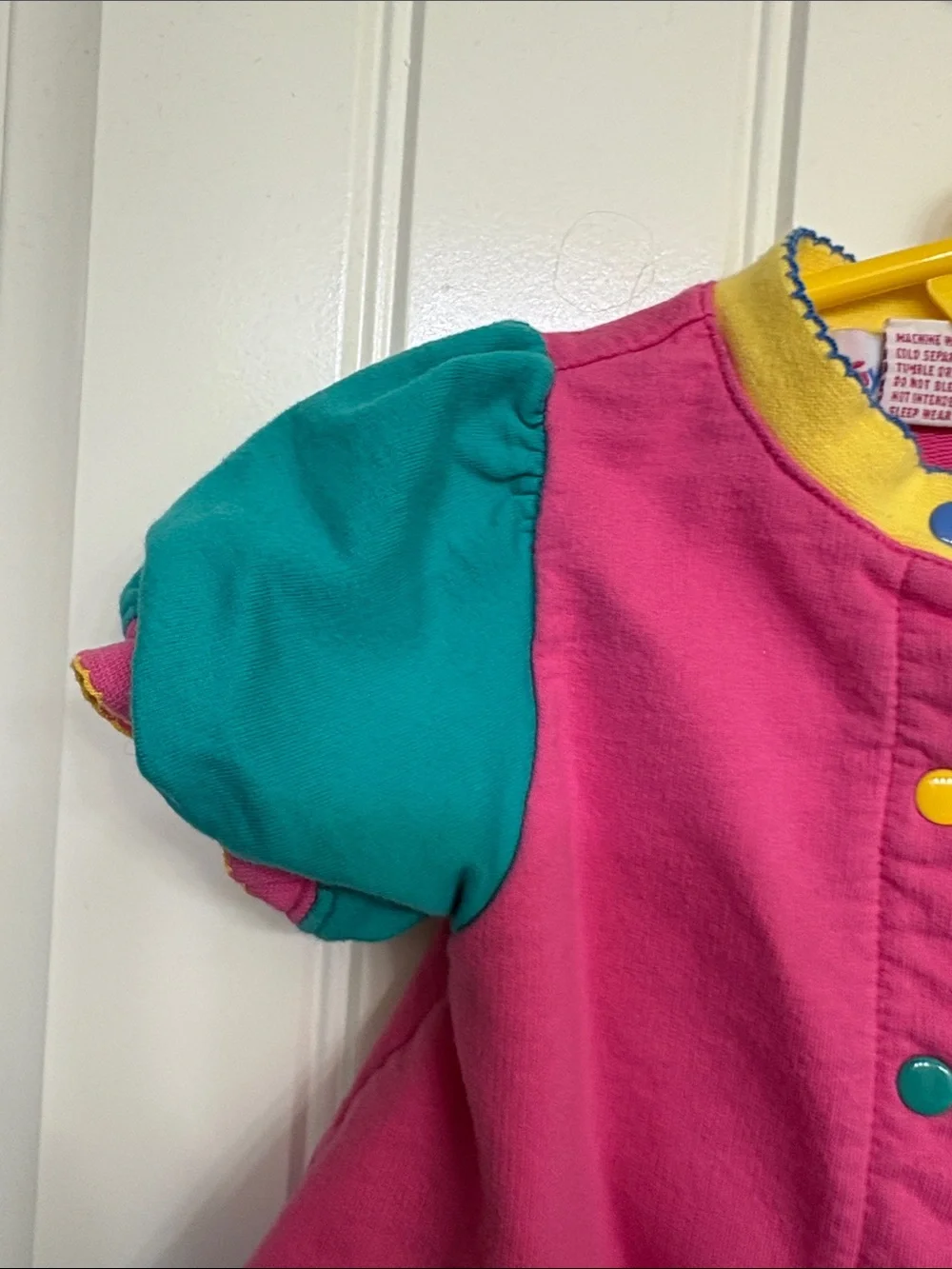 Vintage Gymboree Bright Colorblock Ruffle Dress - Pink, Teal, Blue & Yellow